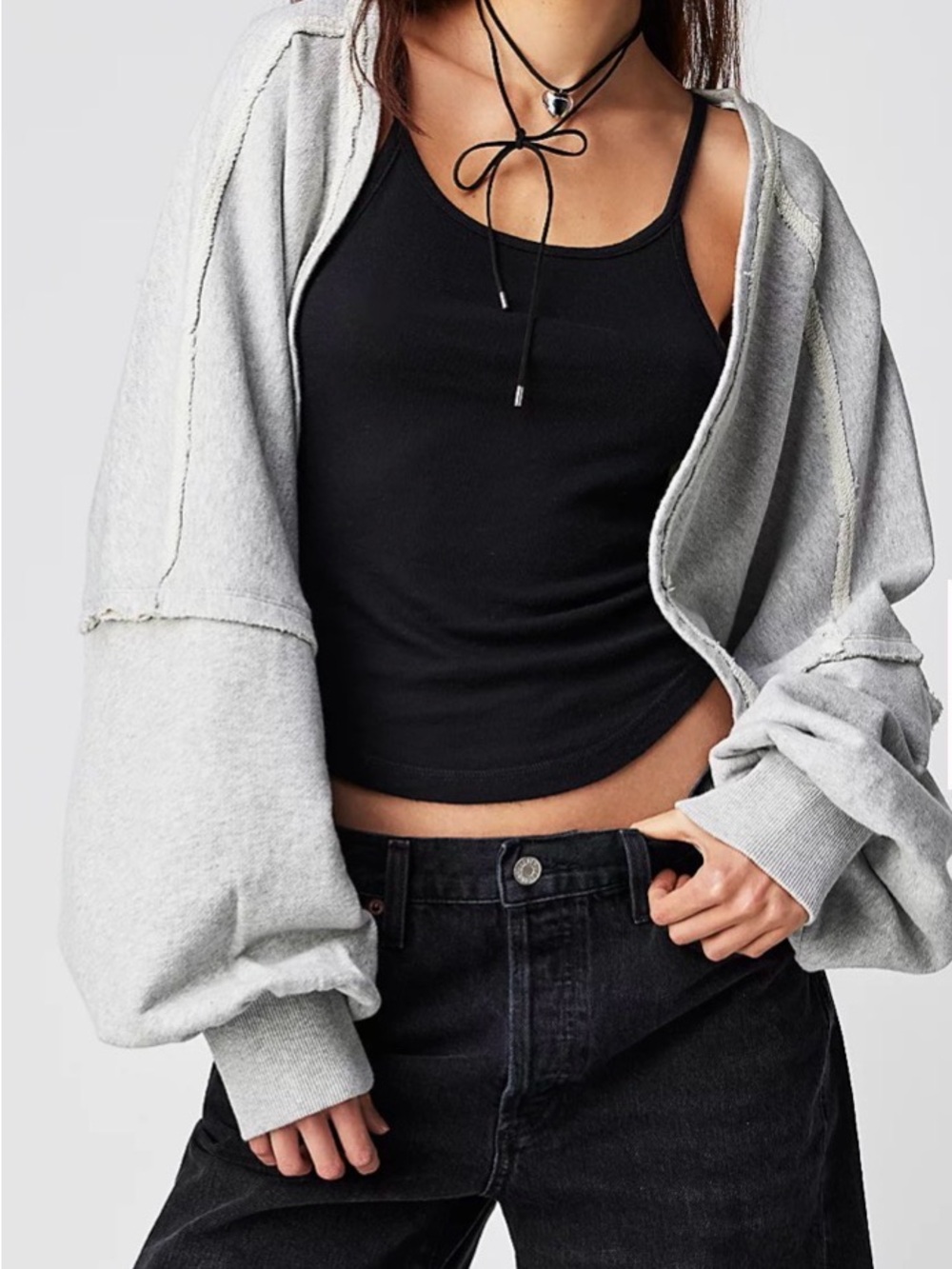 Free People Heather Grey Shrug It Off Sweatshirt